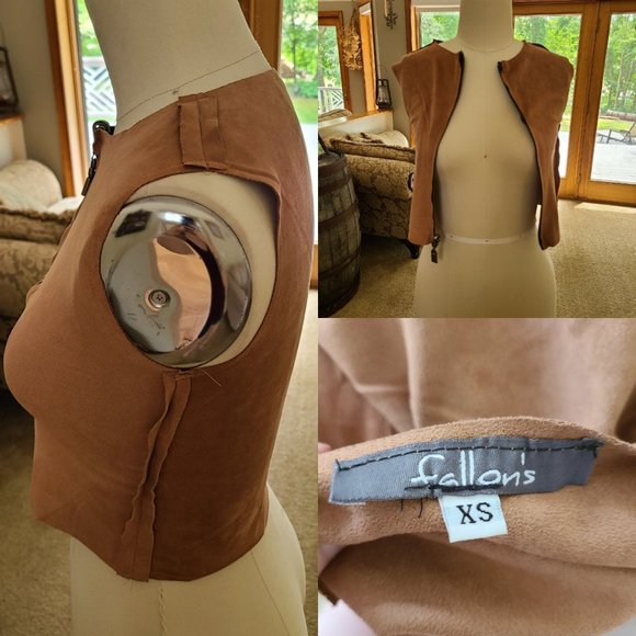 Suede zip up sleeveless crop top - Picture 4 of 4